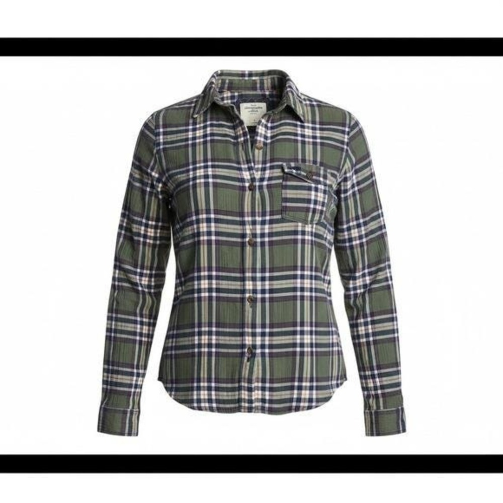 Abercrombie & Fitch Plaid Flannel Shirt female Small Green Y2K 2010s